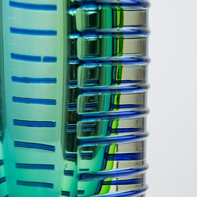 1980s Postmodern Glass Vase or Candlestick For Sale - Image 4 of 13