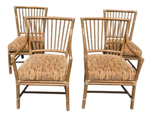 Late 20th Century McGuire Bamboo Dining Chairs - Set of 4