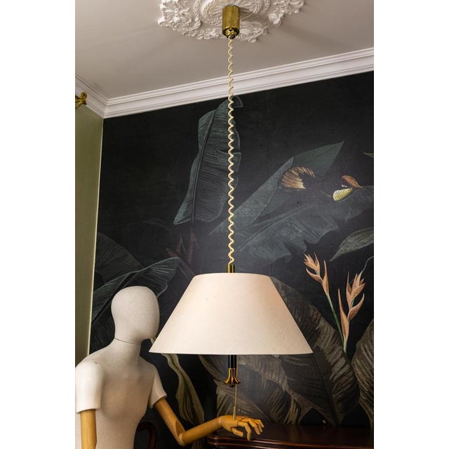 Large Adjustable Brass and Light Beige 5-Light Pendant Lamp, 1980s For Sale - Image 15 of 18