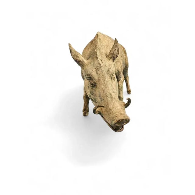 Mid-Century Modern Spanish Bronze Wild Boar Sculpture, 1950s For Sale - Image 4 of 10