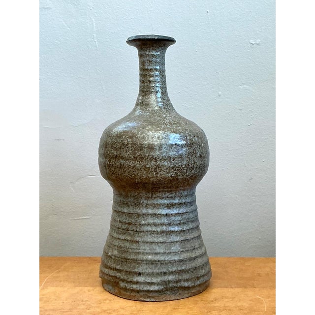 Mid-Century Modern Vintage Textured Studio Pottery Vase For Sale - Image 3 of 17