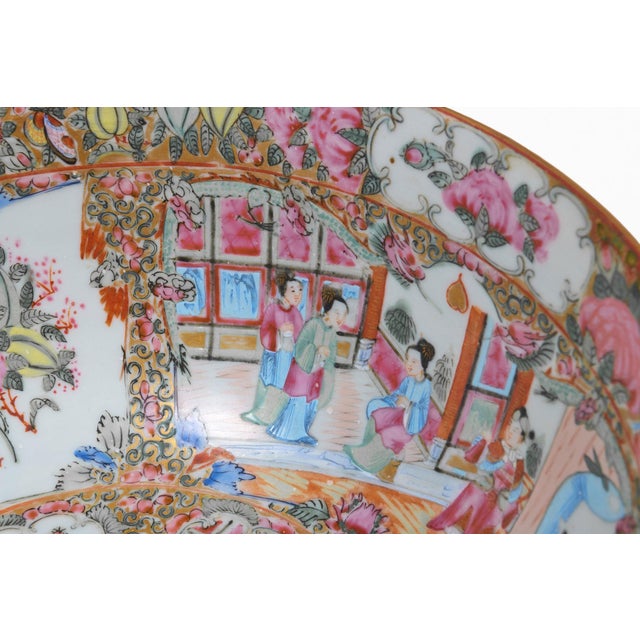 Rose 19th Century Chinese Export Rose Medallion Punch Bowl For Sale - Image 8 of 11