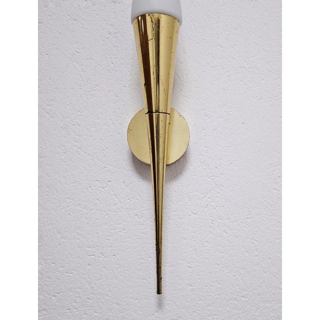 Mid-Century Modern Brass and Opaline Glass Sconce by Limburg, 1960s For Sale - Image 9 of 14