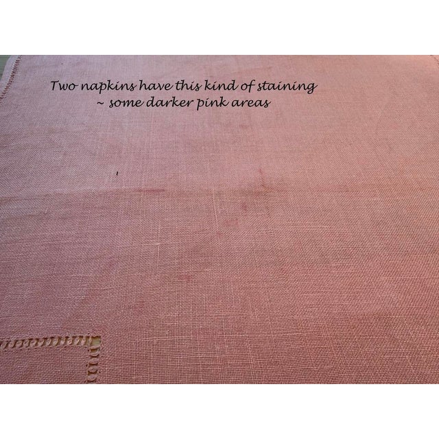 Mid 20th Century Pink Linen Hemstitched Placemats/Napkins - Set of 16 For Sale - Image 10 of 12
