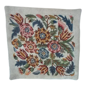 Vintage Needlepoint Pillow Cover Textile