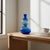 Late 20th Century Vintage Hand Blown Blue Studio Art Glass Vase-Translucent-Double Gourd-Bottle For Sale - Image 5 of 9