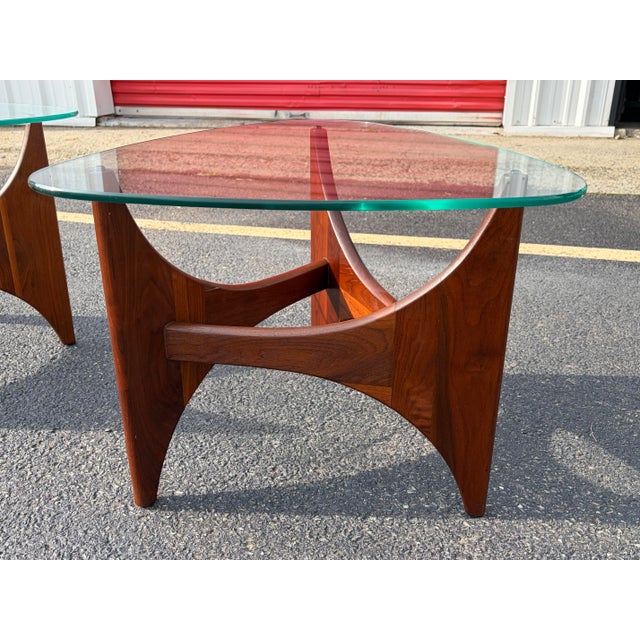 Chestnut Pair of Oiled Walnut Side Tables Attributed to Adrian Pearsall MCM For Sale - Image 8 of 9