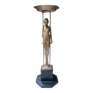 1920s Frankart Copper-Tone Nude “Sarcophagus Girl“ Figural Cocktail Smoker