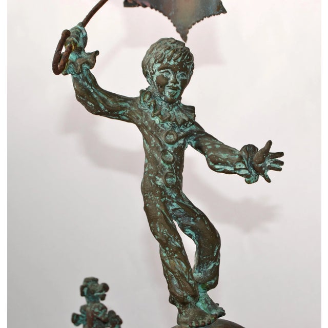 1980s Bijan Studio on Top of the World Bronze Alabaster Sculpture Mid-Century Modern For Sale - Image 5 of 13