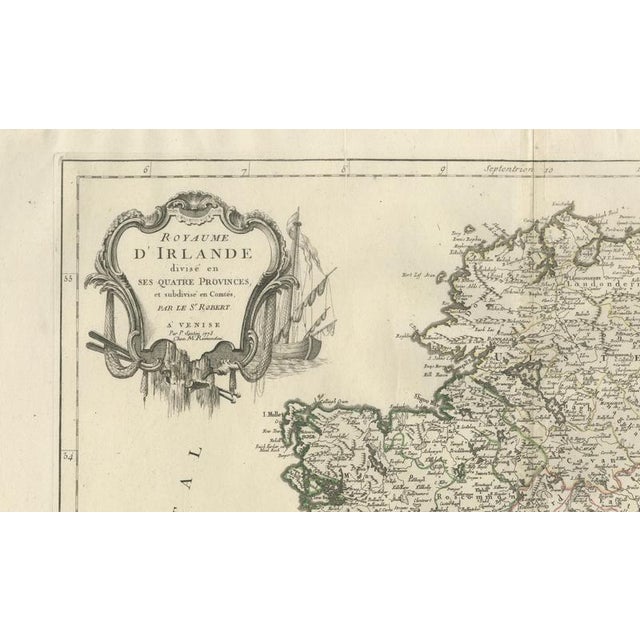 Antique Kingdom of Ireland Map from De Vaugondy, Venice, Italy, 1778 For Sale - Image 3 of 11