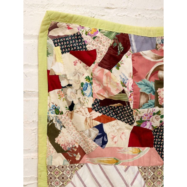 Pastel Patchwork Quilt With Floral, Check, and Geometric Vintage Fabrics For Sale In Los Angeles - Image 6 of 12