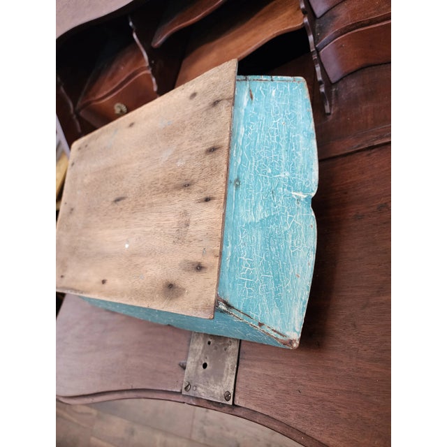 1900 - 1909 Antique Blue Painted Cutlery Caddy For Sale - Image 5 of 9