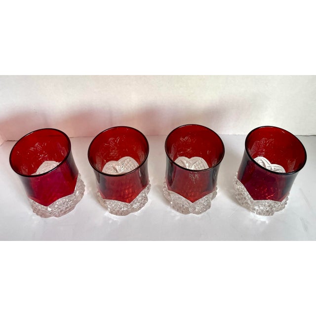 1900's Ruby Red Eapg Glasses - Set of 4 For Sale - Image 11 of 12