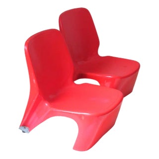 Set of Red Fiberglass Side Chairs, 1960s For Sale