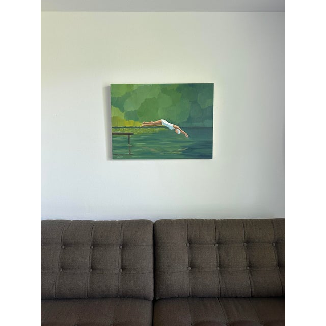 "Lake Dive" Original Oil Painting, by Jennifer Hohlfelder For Sale - Image 10 of 14