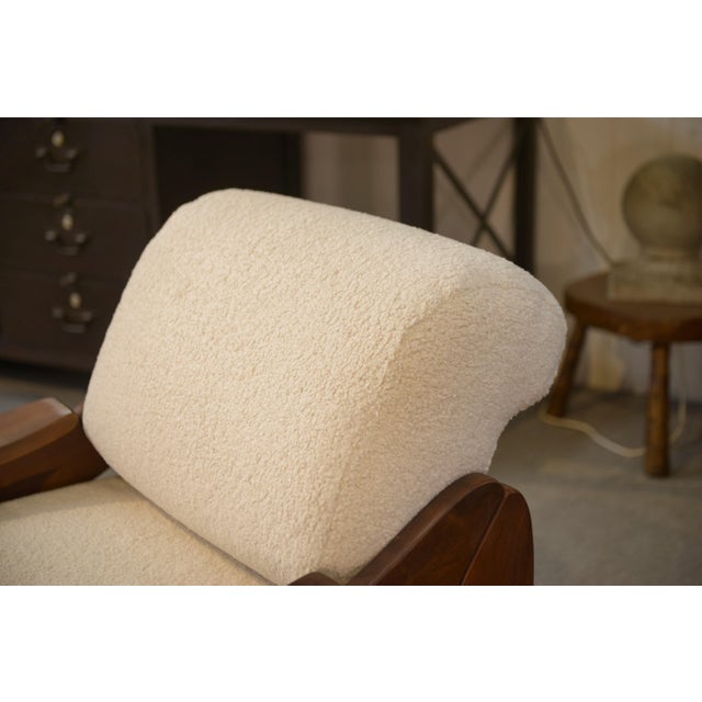 Brutalist Armchairs in Wood and Ecru Bouclé, 1970s, Set of 2 For Sale - Image 6 of 13