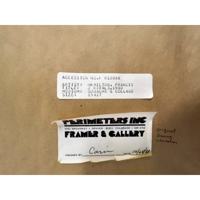 Original Francis Hamilton Gold Leaf Collage Art '2 Rivals' 1980 For Sale - Image 11 of 13