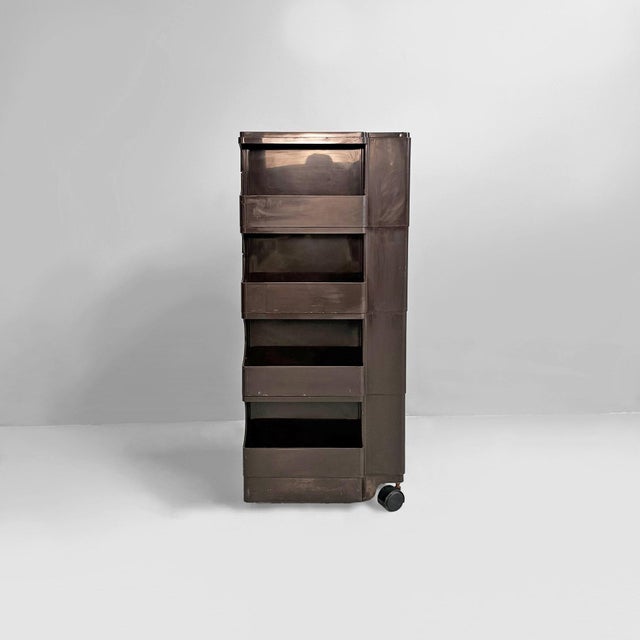 Italian modern brown storage trolley Boby by Joe Colombo for Bieffeplast, 1970s Storage trolley model Boby in brown ABS,...