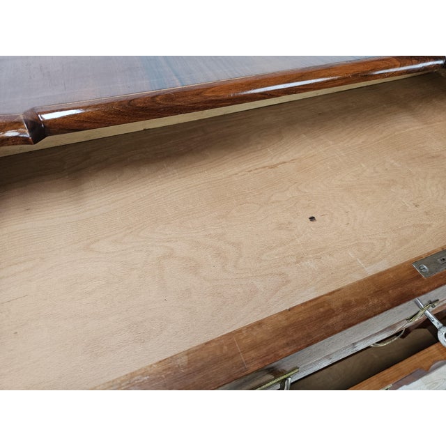 Art Deco Walnut Chest of Drawers with 4 Drawers and Brass Handles, 1940s For Sale - Image 14 of 18