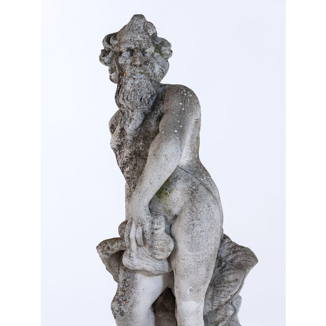 Limestone Garden Figure of Standing Neptune or Poseidon, Denmark Circa 1930–50 For Sale - Image 9 of 11