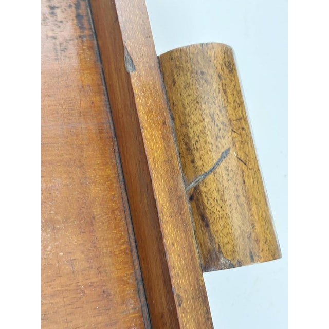 Brown Art Deco Rectangular Wooden Tray with Handles, France, 1930s For Sale - Image 8 of 12