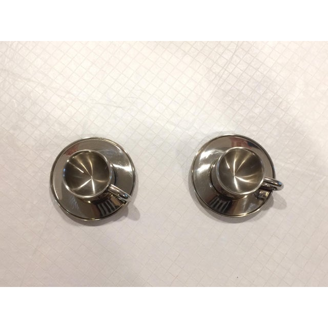 Modern Italian Stainless Steel Espresso Cups and Saucers by Arvind