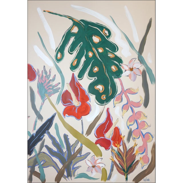 2026, Blooming Tropical Flowers, Floral Diptych, Botanical Painting, Illustration Style Painting on Watercolor Paper For Sale - Image 4 of 10