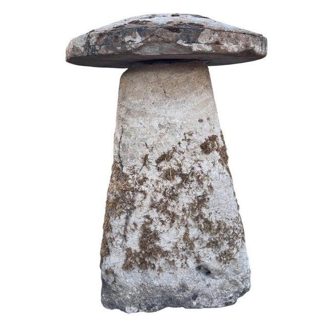 Mid-Century English Country Rustic Aged Cast Stone Mushroom Garden Ornament For Sale In West Palm - Image 6 of 12