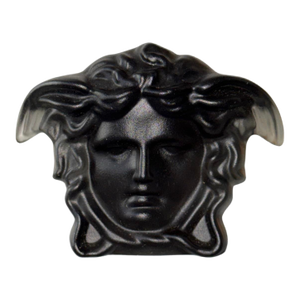 Versace Head of Medusa Black Matte Frosted Crystal Paperweight by Rosenthal of Germany