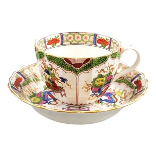 Antique Porcelain Cup and Saucer from Worcester, 1815, Set of 2 For Sale