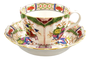 Antique Porcelain Cup and Saucer from Worcester, 1815, Set of 2
