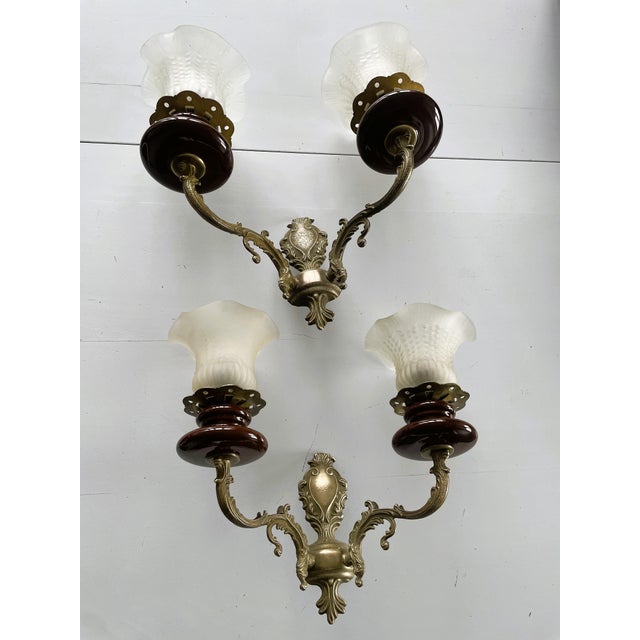 Polam-Meos Warsaw Wall Lamps in Brass and Ceramics, Set of 2 For Sale - Image 3 of 16