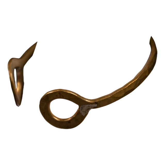 Brass Cuff Bracelet with Circles, 1980s For Sale