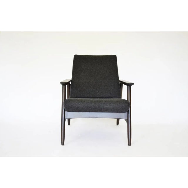 Set of Vintage Dark Brown Oak & Felt Armchairs by Valerija Ema Supermaniene for Vilnius Furniture Factory, 1960s For Sale - Image 4 of 9