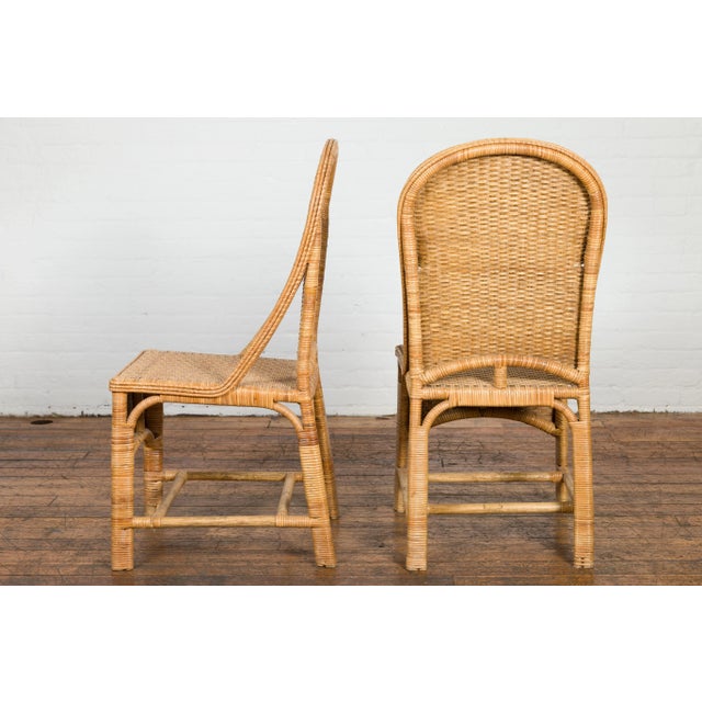 1950s Mid Century Country Style Woven Rattan Rustic Chairs - A Pair For Sale - Image 12 of 12
