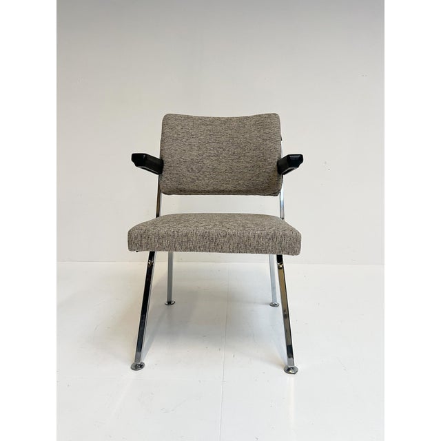 Vintage Gray Upholstered Armchair by Gispen, 1960s For Sale - Image 12 of 15