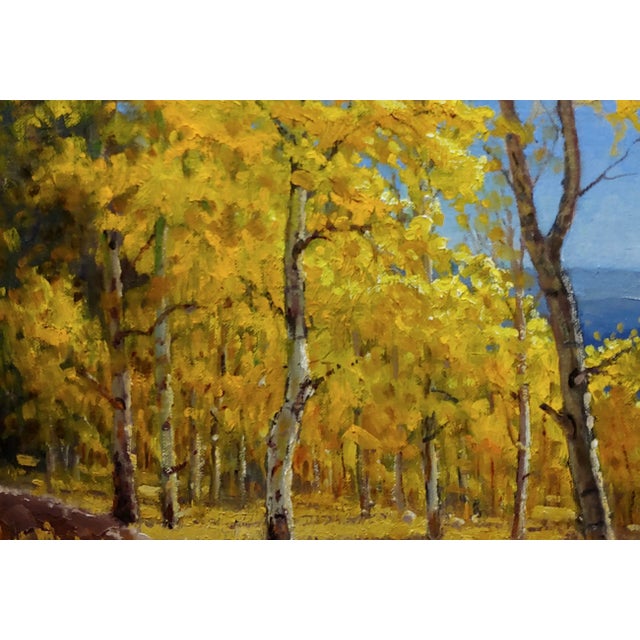 Impressionist Charles Pruitt -Fall in a New Mexico Aspen Trees Landscape -Oil Painting For Sale - Image 3 of 8