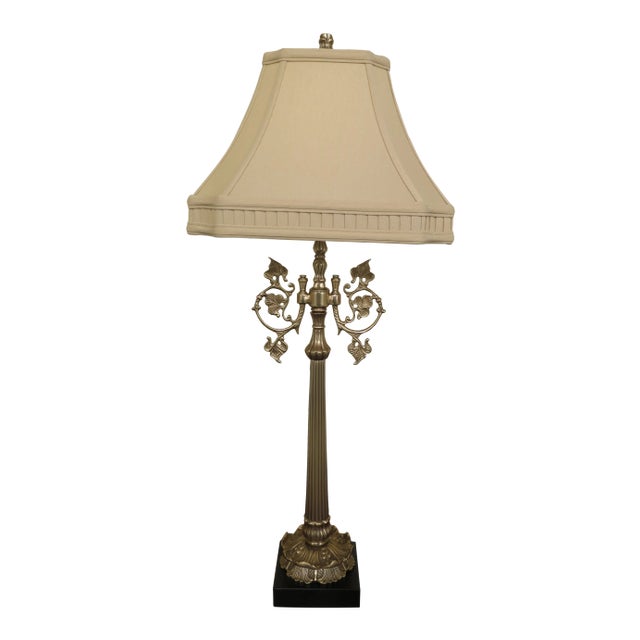 1990s Brass Regency Decorative Table Lamp With Shade For Sale