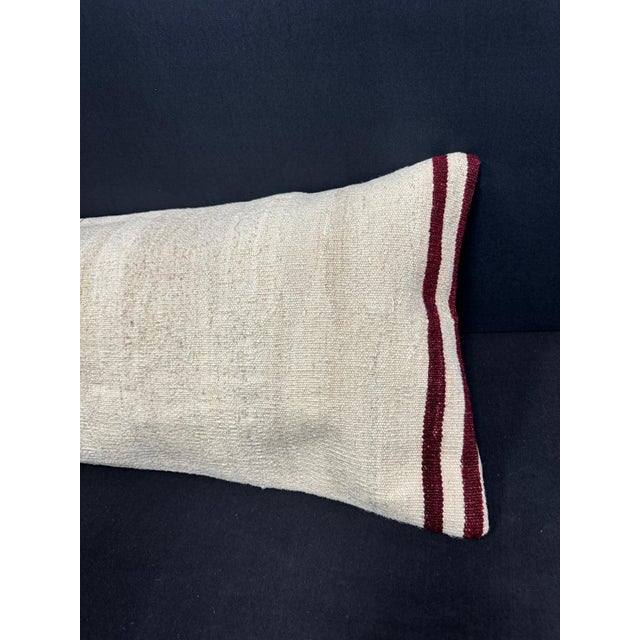 Turkish Hemp Pillow Cushion Natural Beige Black Cushion Cover 14"x45" For Sale - Image 4 of 4