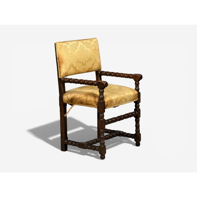 17th Century Louis Xiii, Barley Twist Occasional Chairs, Fabric, Cherry, France, 17th C. For Sale - Image 5 of 14