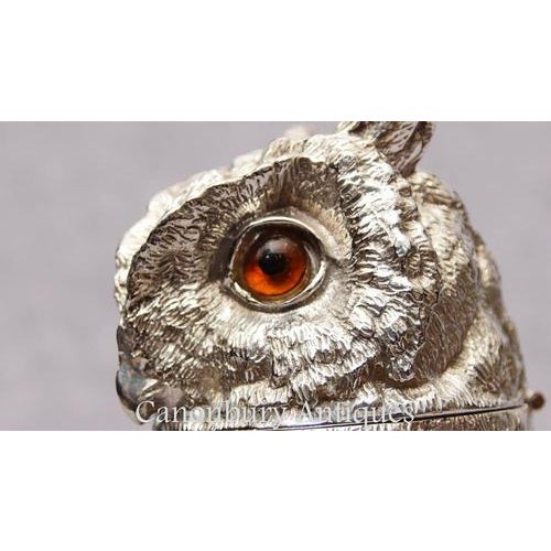 Glass Silver Plate Bristol Glass Owl Drinks Dispenser For Sale - Image 7 of 15