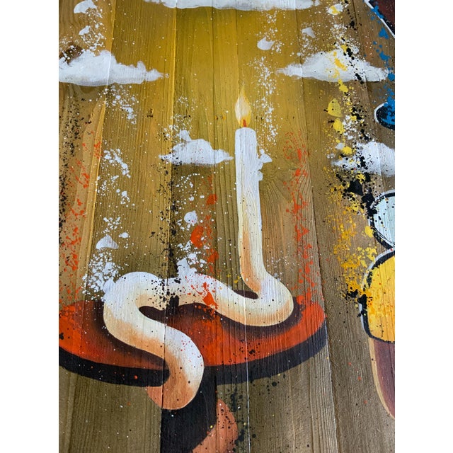 Skayzoo, The Philosopher Scrooge's Lamp, 2023, Mixed-Media on Wood For Sale - Image 3 of 4