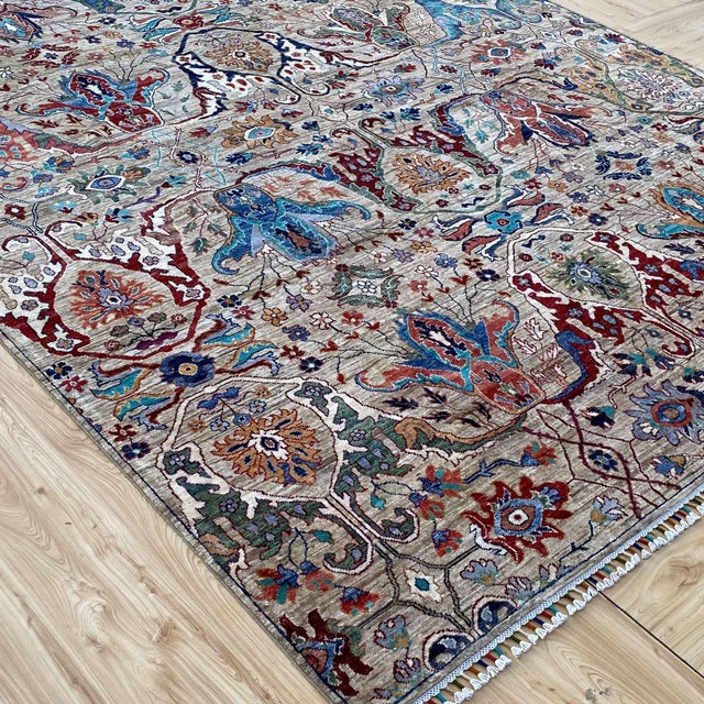 Camel Persian Khorassan Hand-Knotted Wool Rug - 7'9" X 9'9" For Sale - Image 9 of 16
