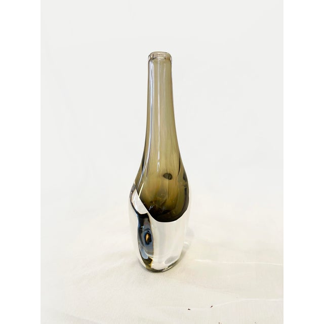 Orrefors Vintage Smoked Glass Vase by Nils Landberg for Orrefors Glassworks, Sweden, 1950s For Sale - Image 4 of 11