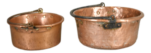 French Antique Copper Cauldrons, Set of 2
