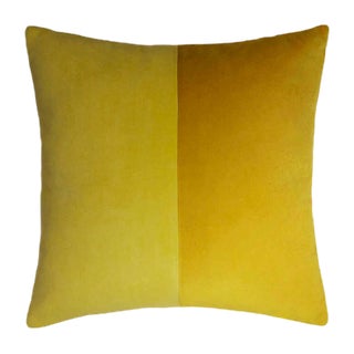 Double Mustard Velvet Cushion Cover by Lorenza Briola for LO DECOR For Sale