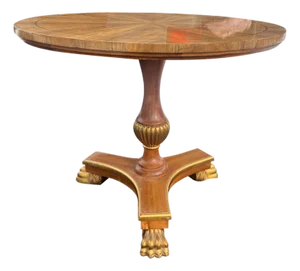 William Switzer Round Foyer Table Center Entry Way Inlay With Claw Feet Made in Spain