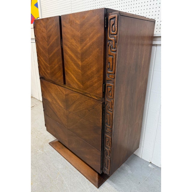 Mid-Century Modern Mid-Century Modern United Tiki Walnut High Chest For Sale - Image 3 of 10