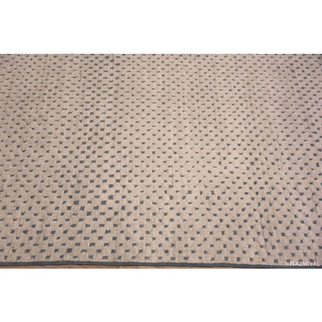 Ivory Light Grey Blue Checkboard Design Contemporary Modern Area Rug For Sale In New York - Image 6 of 6