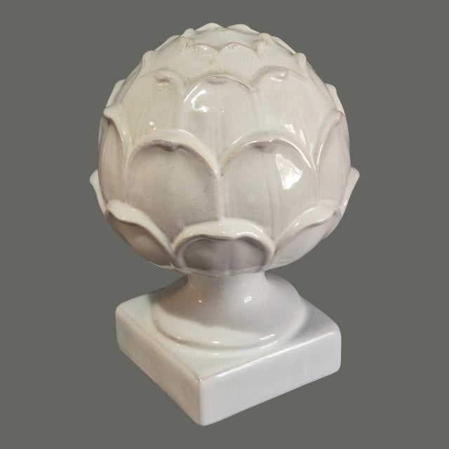 Contemporary Decorative Ceramic White Artichoke Sculpture For Sale - Image 3 of 6